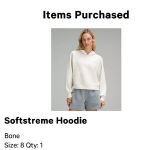 EUC Lululemon Softstreme Hoodie - Size 8 - Bone